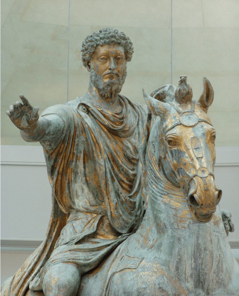Bronzeskulptur v. Marcus Aurelius zu Pferd, ca. 173–176 n. Chr., Kapitolinische Museen, Rom